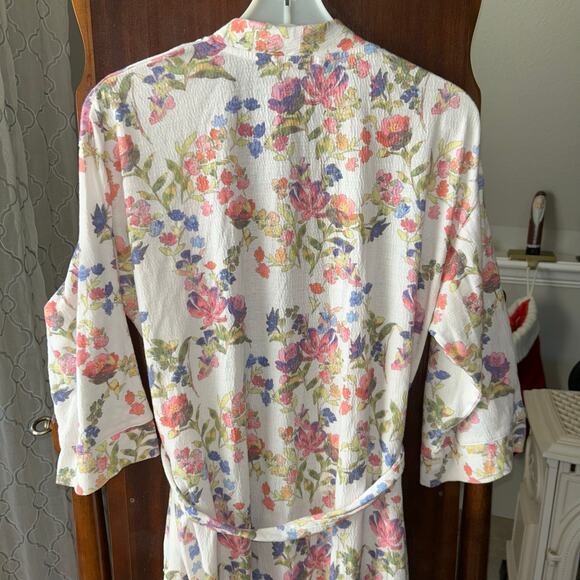 Soft Surroundings Women’s Petite Small Robe Floral Wrap Belted Pockets - Picture 7 of 10